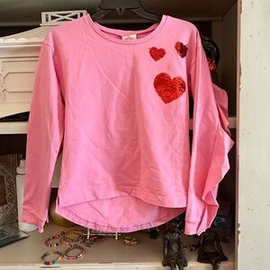 The Yellow Lamb size girls 12 pink ruffled top with hearts 